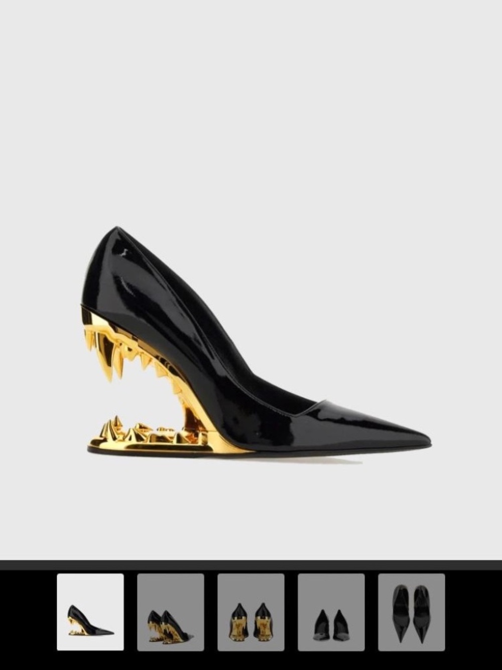 Black and Gold Fang Heels With Box